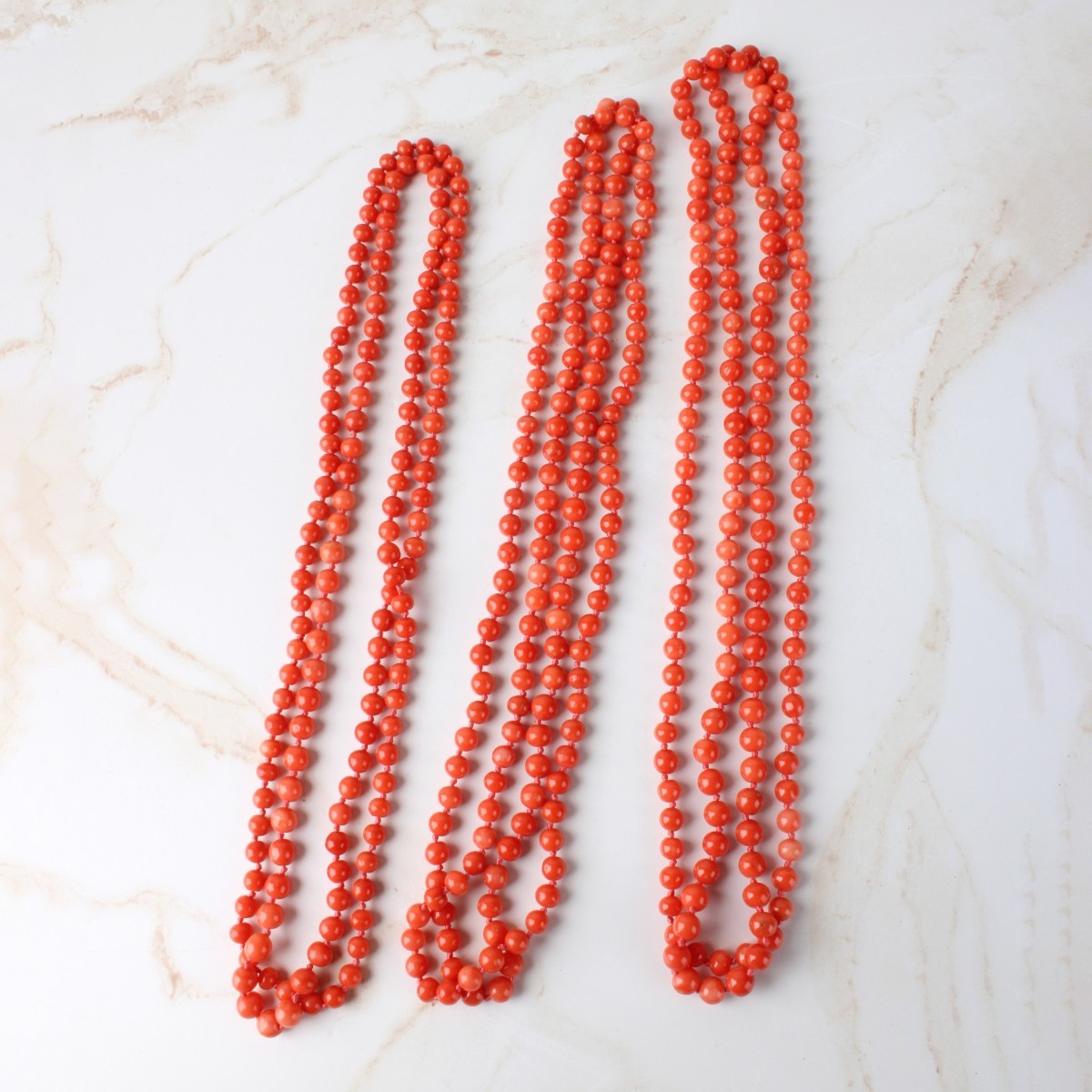 Red Coral Bead Necklaces