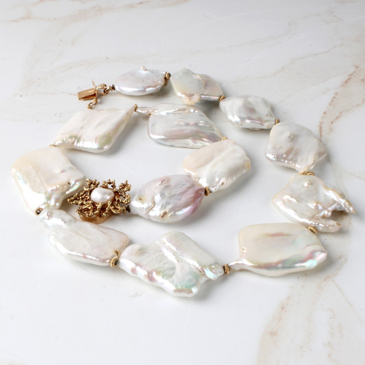 14 KT Yellow Gold and Pearl Necklace