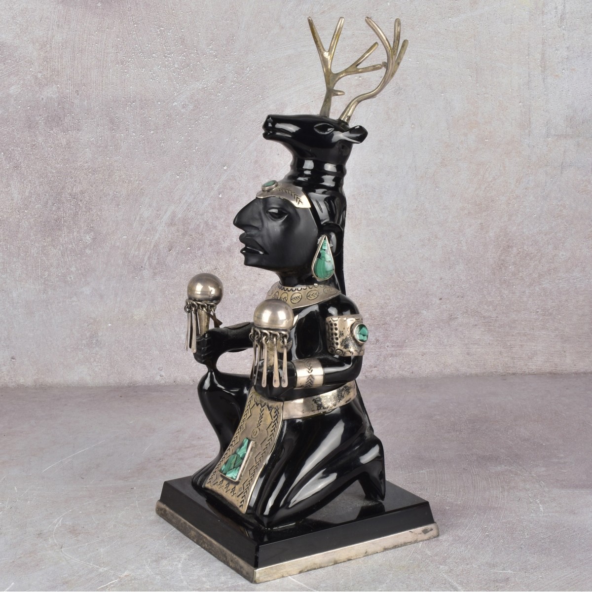 Obsidian and Sterling Silver Sculpture