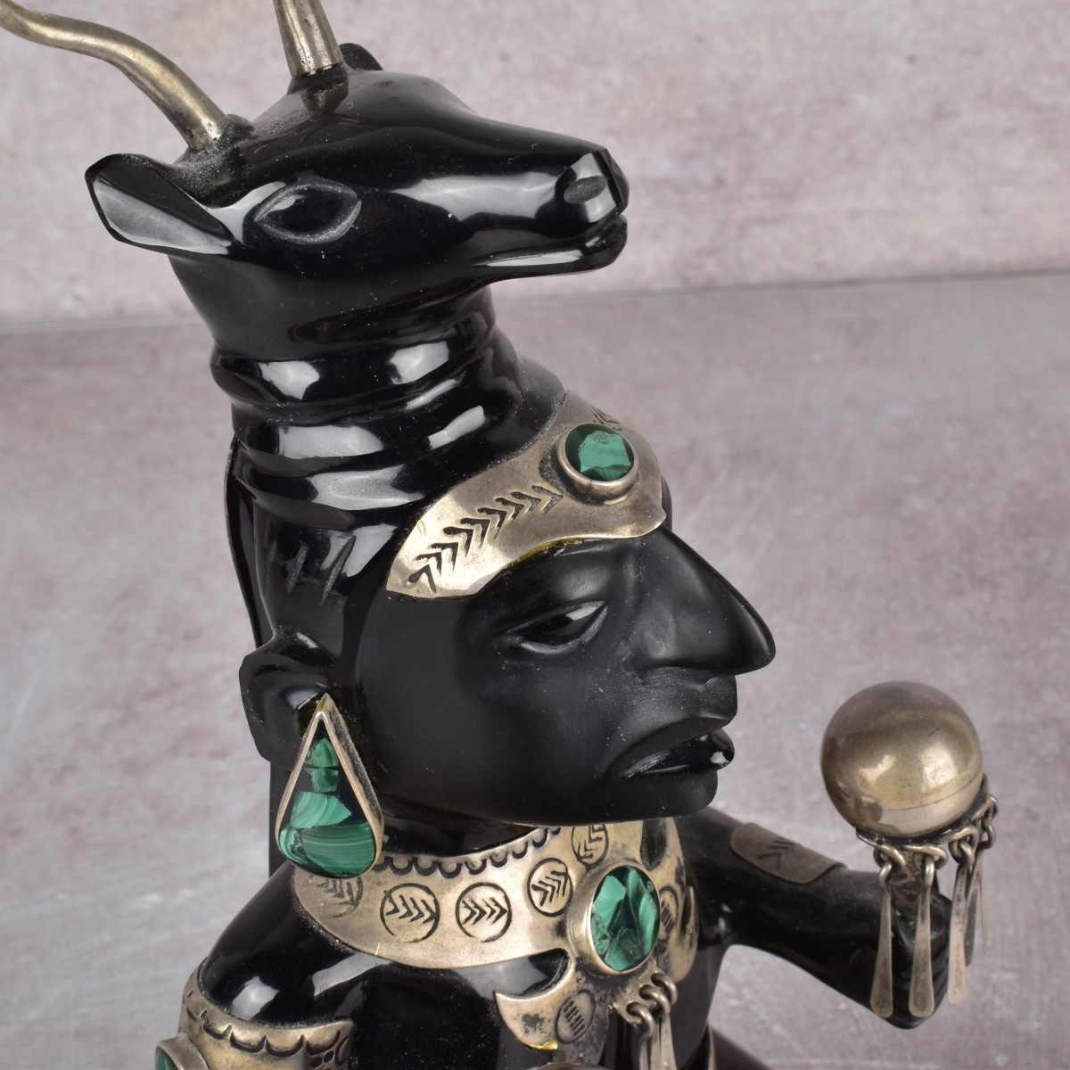 Obsidian and Sterling Silver Sculpture