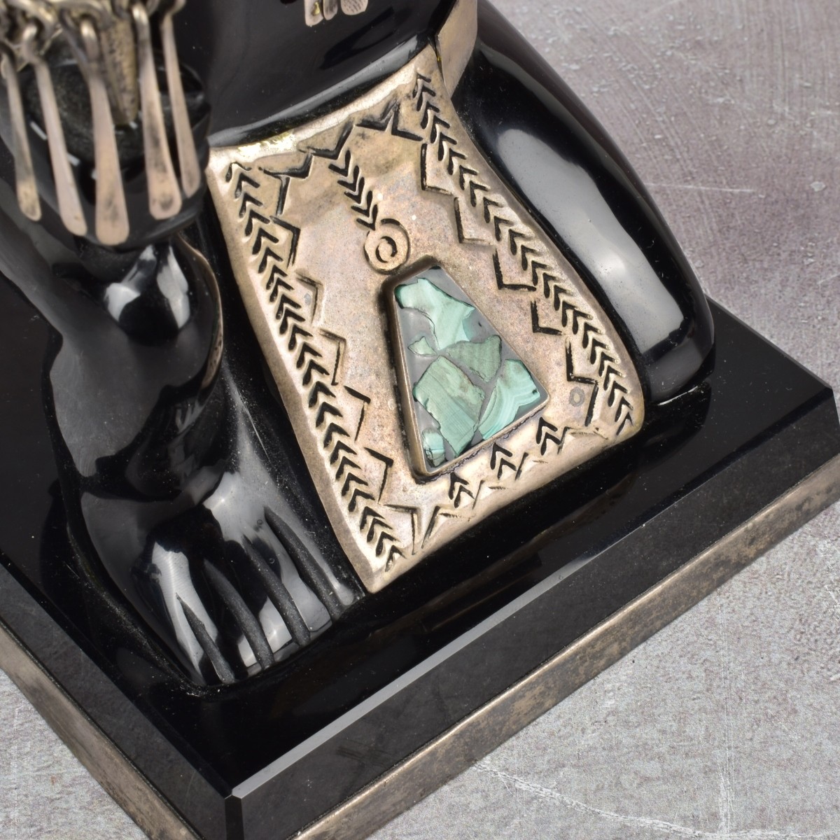 Obsidian and Sterling Silver Sculpture