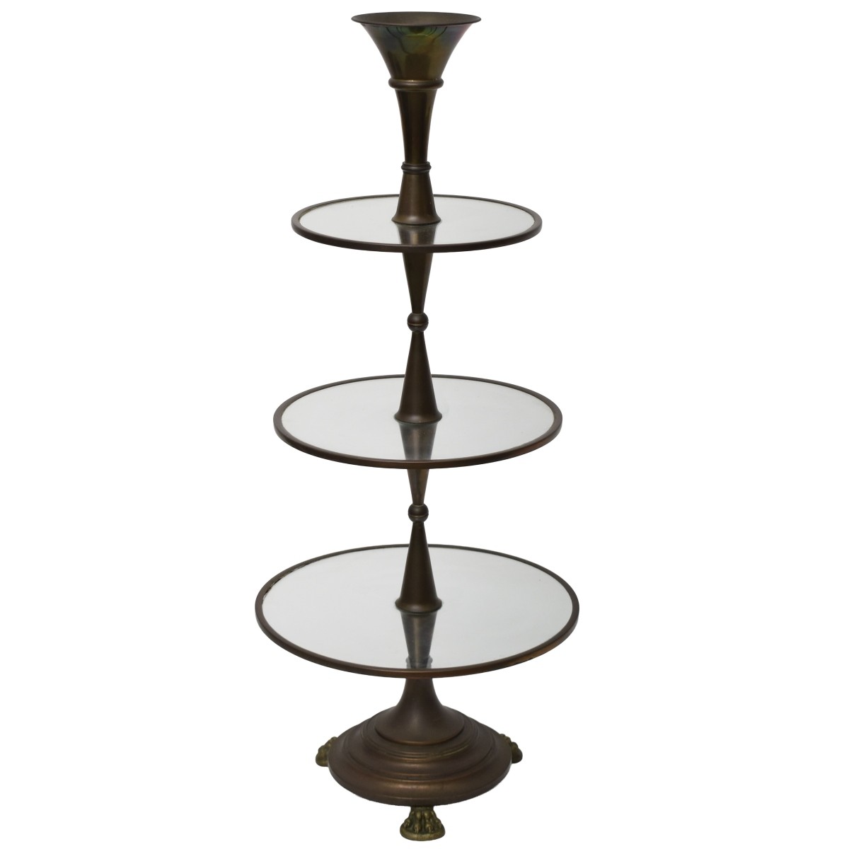 Vintage Brass and Glass Dessert Stand