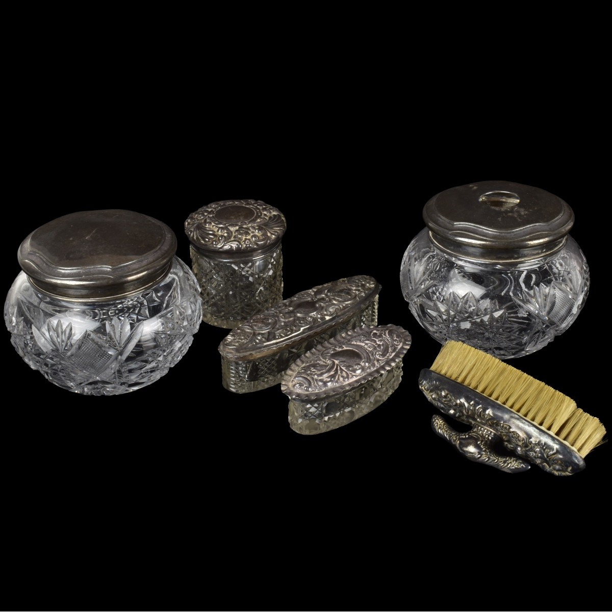 Crystal-Sterling Silver Dresser Pieces