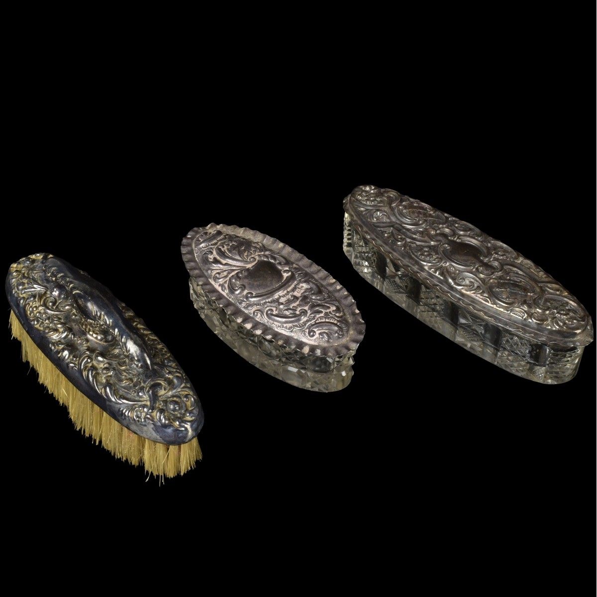 Crystal-Sterling Silver Dresser Pieces