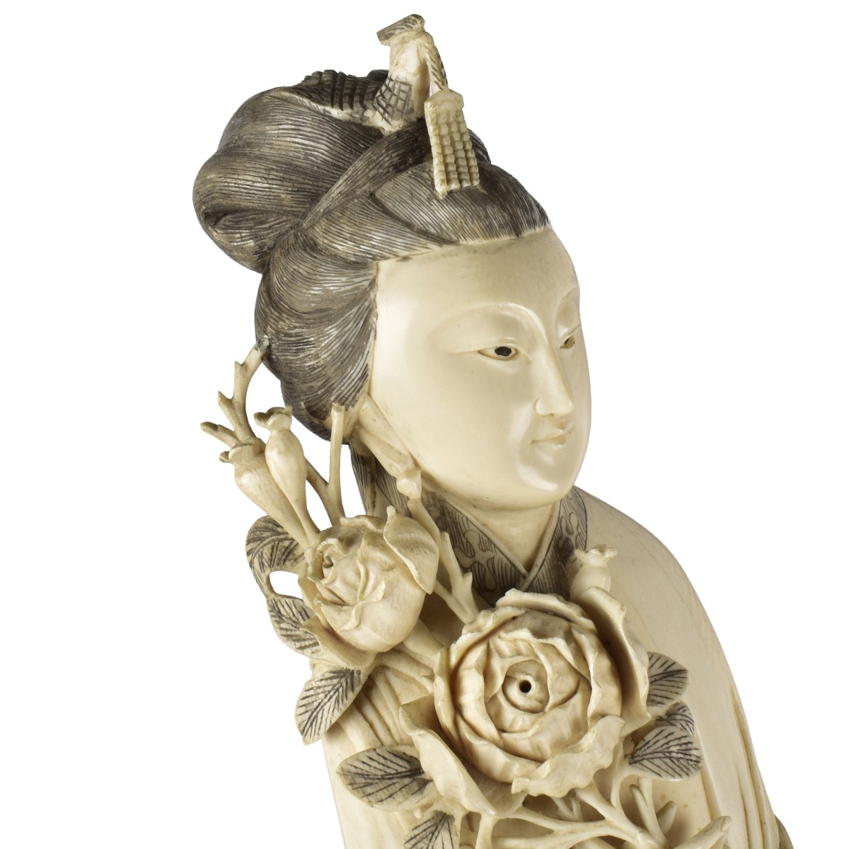 Pair of Large Chinese Tusk Figurines