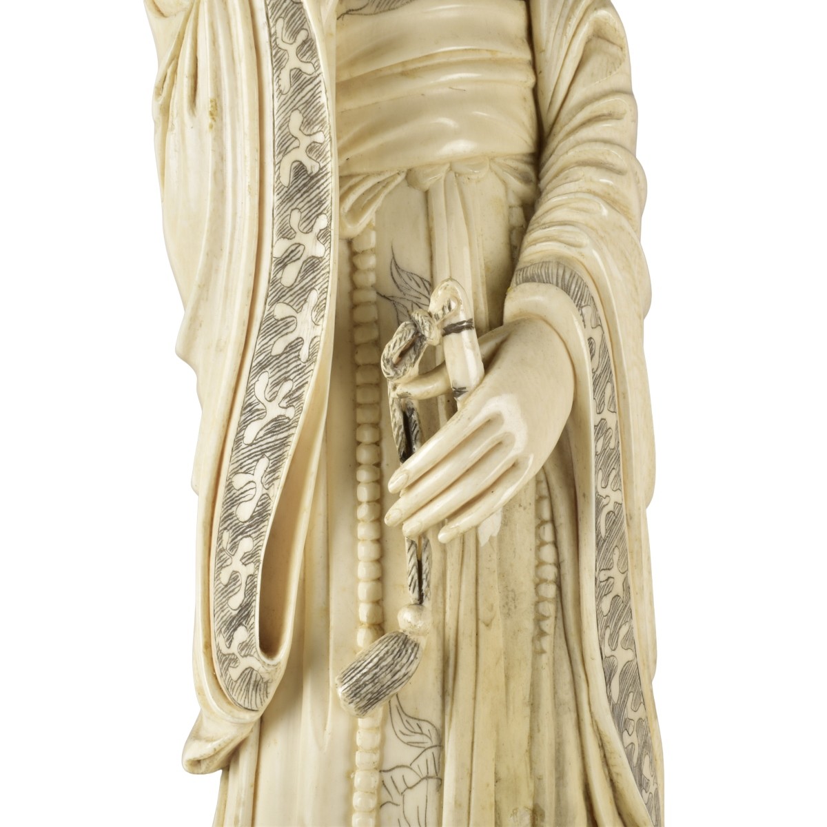 Pair of Large Chinese Tusk Figurines