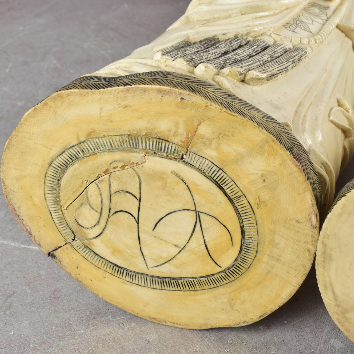 Pair of Large Chinese Tusk Figurines