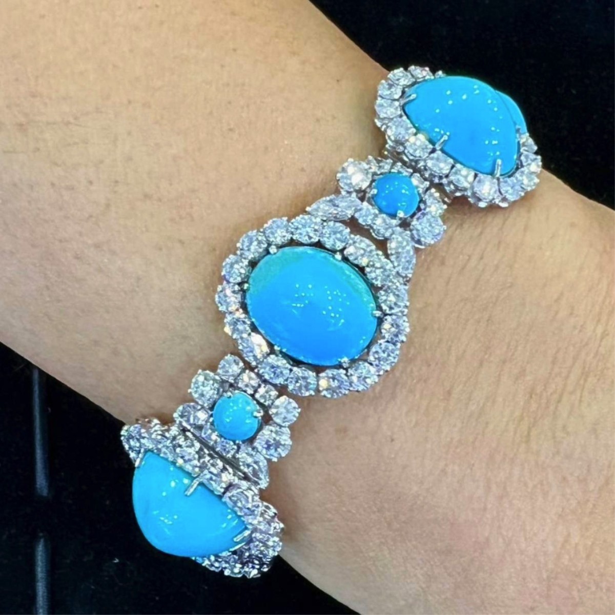 Turquoise, Diamond & Platinum Bracelet