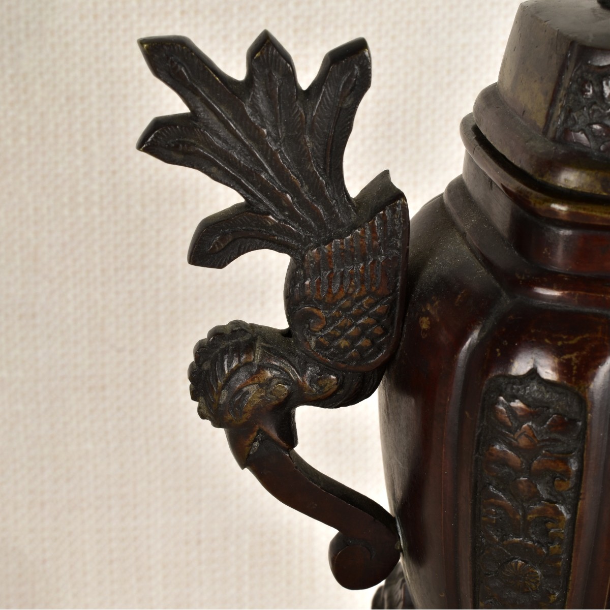 Japanese Bronze Urn with Cover