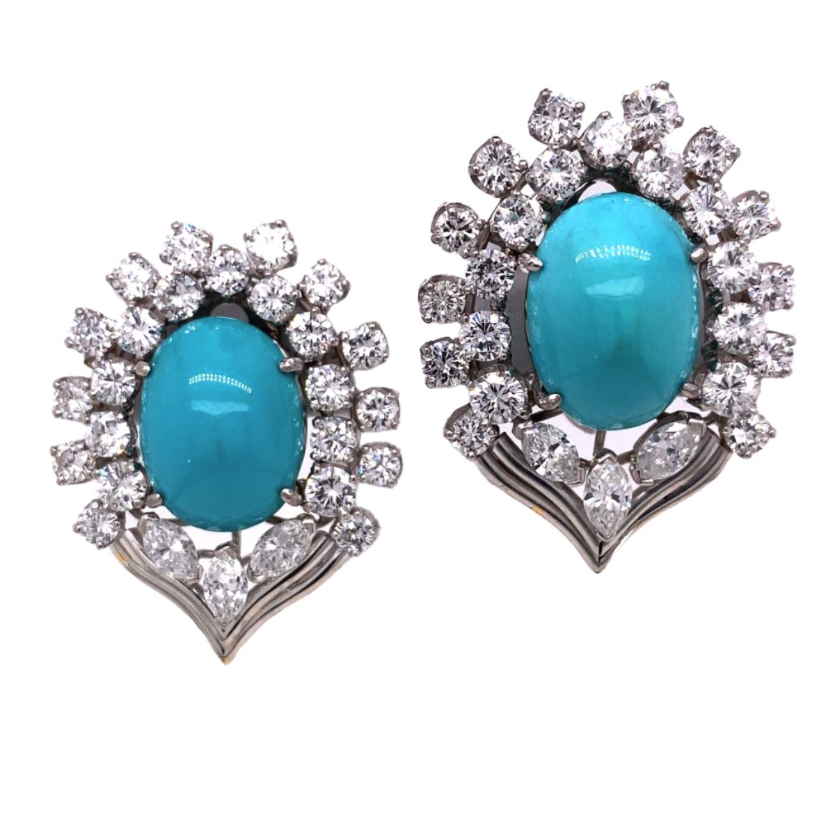 Turquoise, Diamond & Platinum Earrings
