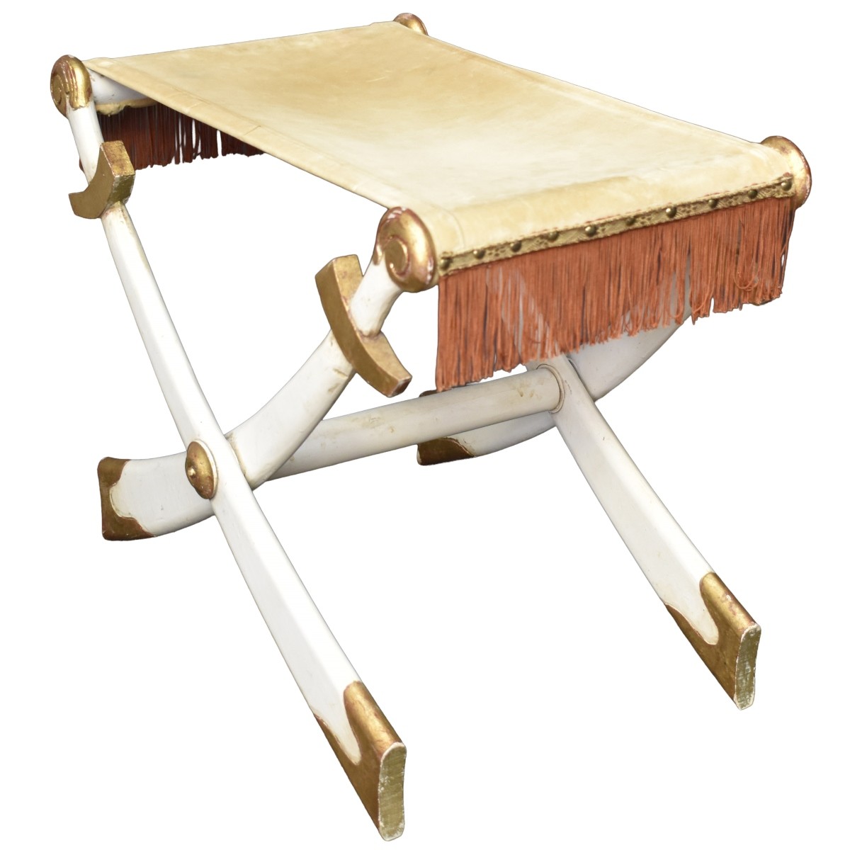 Carved Giltwood Folding Bench