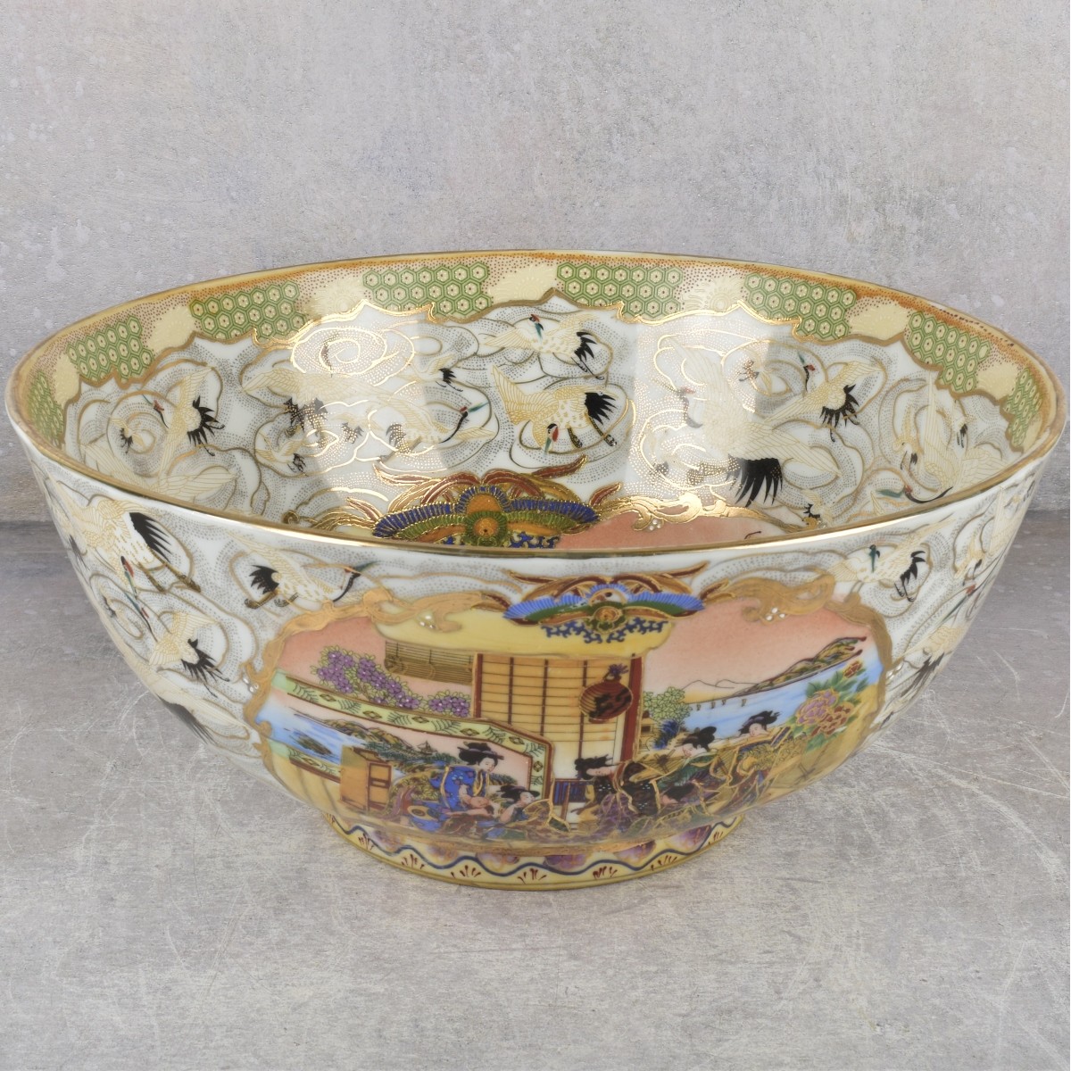 Modern Large Chinese Hand Painted Bowl