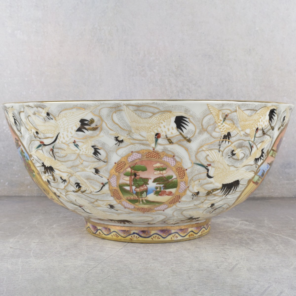 Modern Large Chinese Hand Painted Bowl
