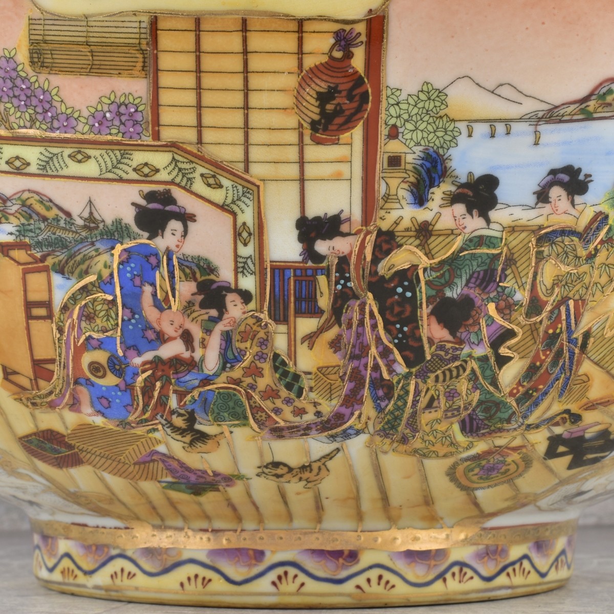 Modern Large Chinese Hand Painted Bowl