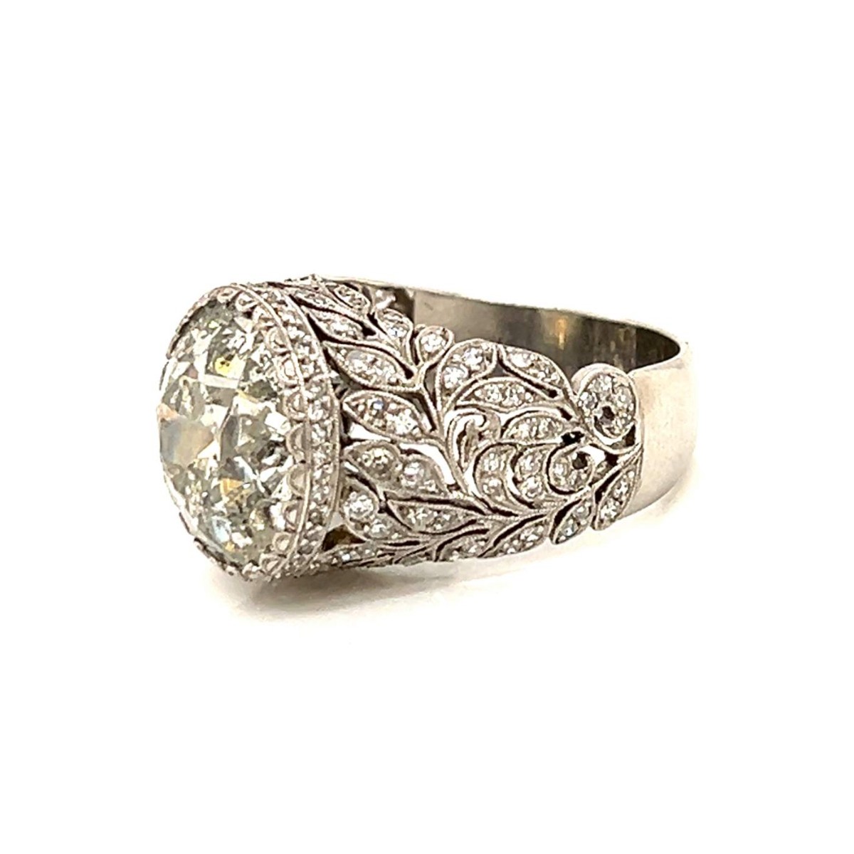Deco Diamond and Platinum Ring