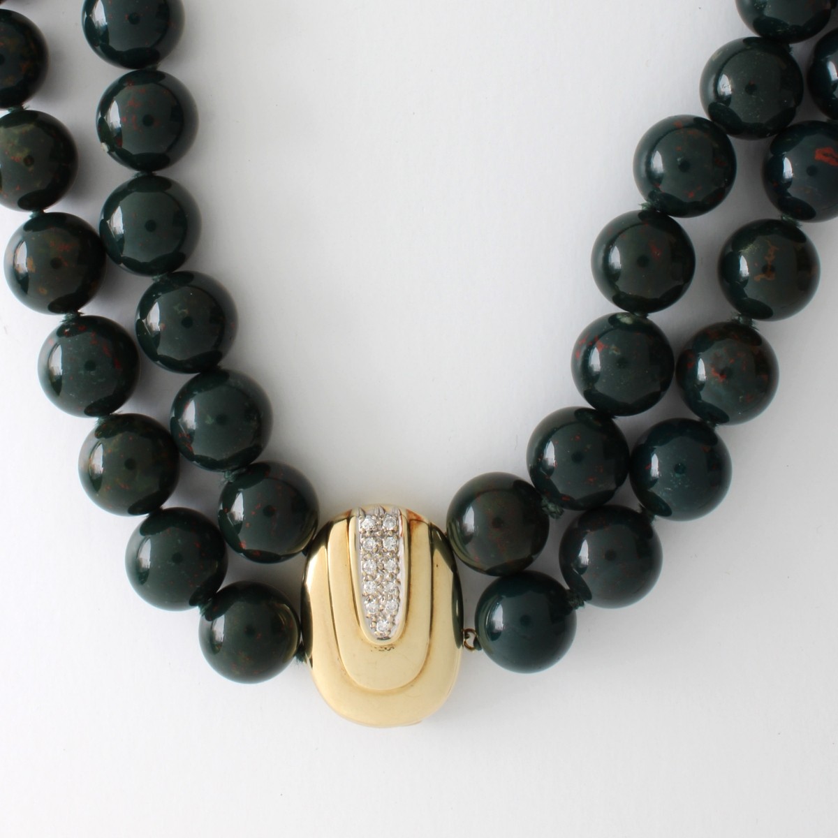 Bloodstone, Diamond and 14K Necklace