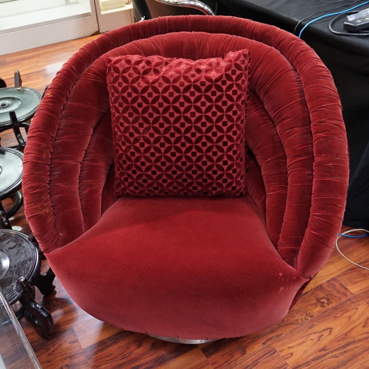 After: Pace Mid Century Velvet Lounge Chair