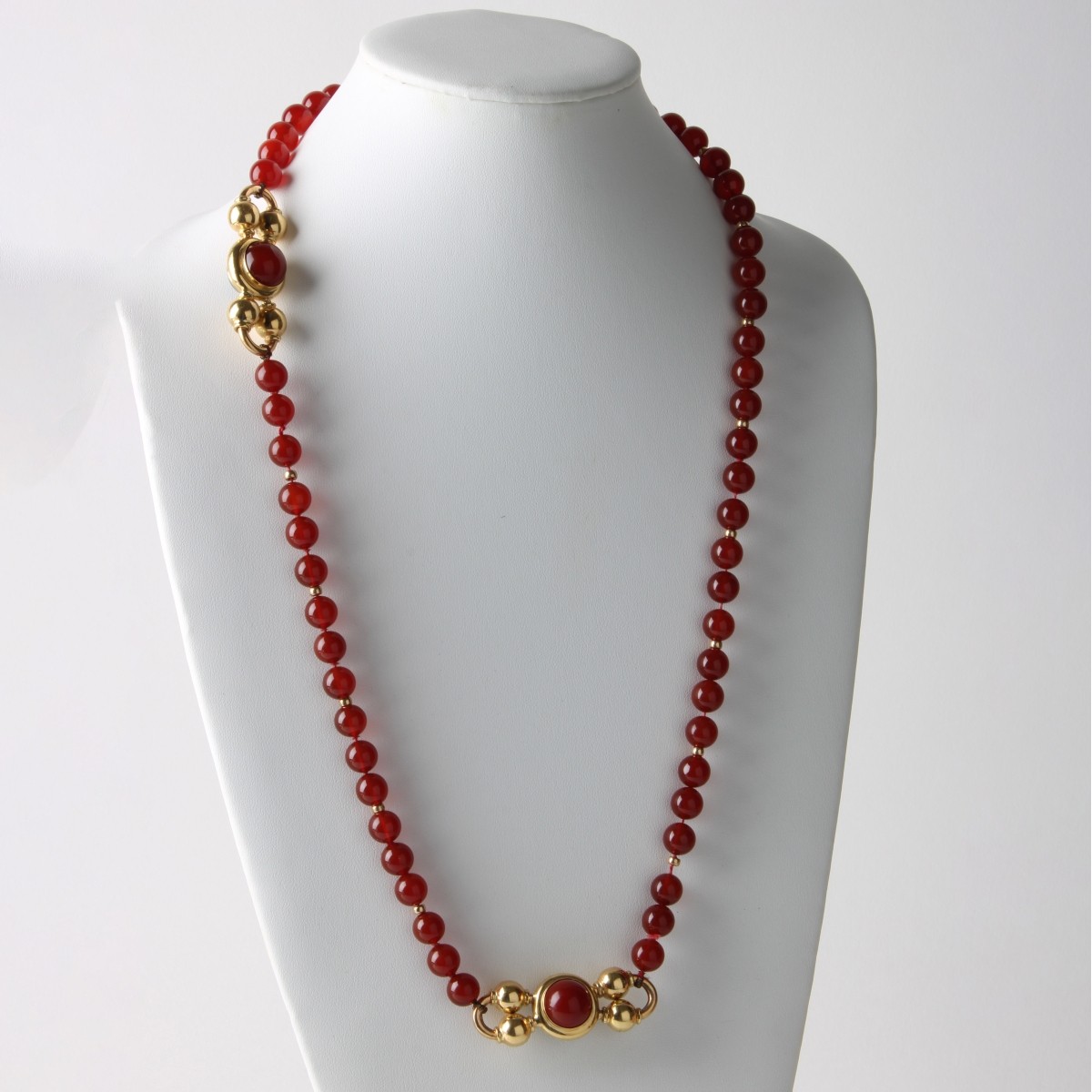18K, Carnelian and Chrysoprase Necklace