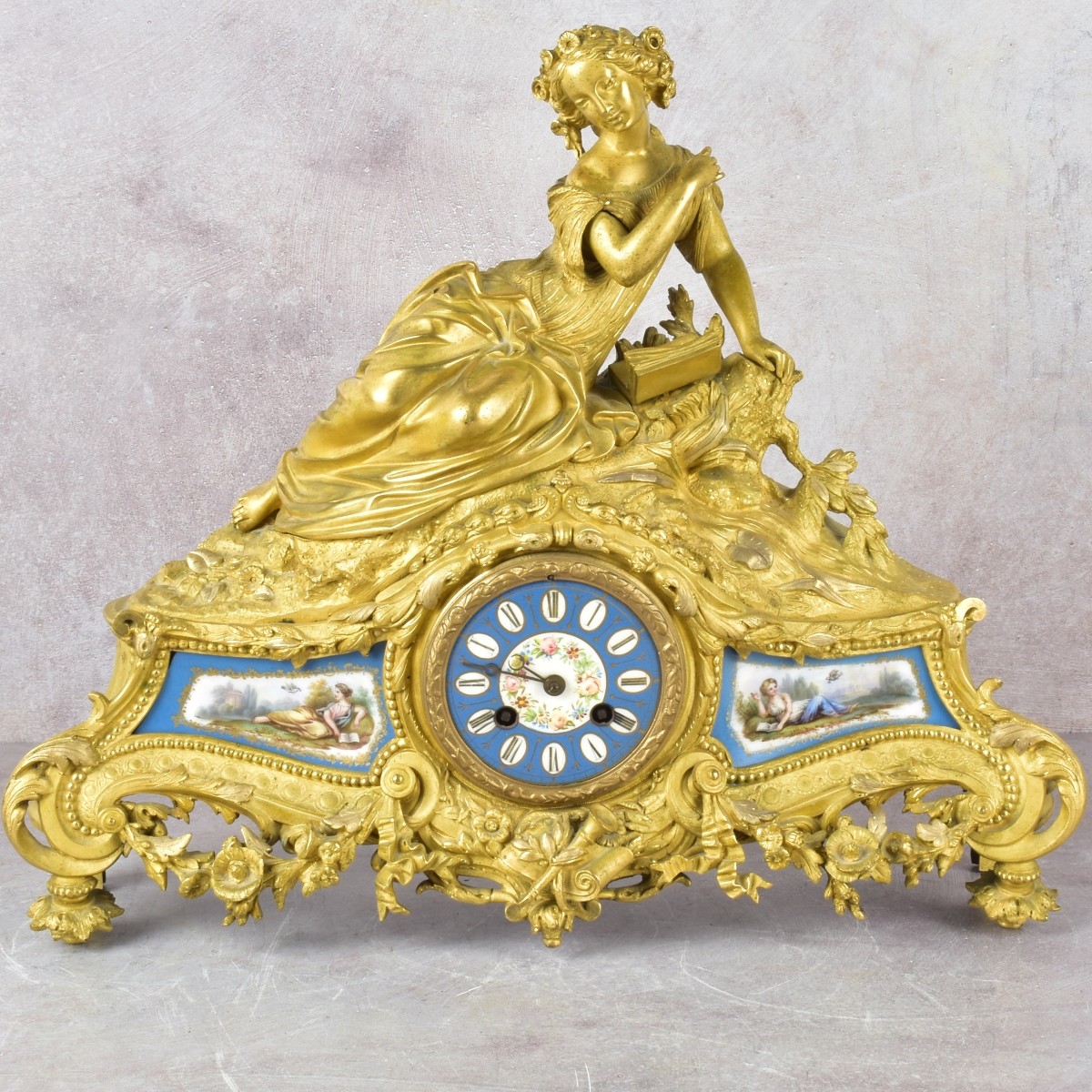 French Neo-classical Sevres Style Clock