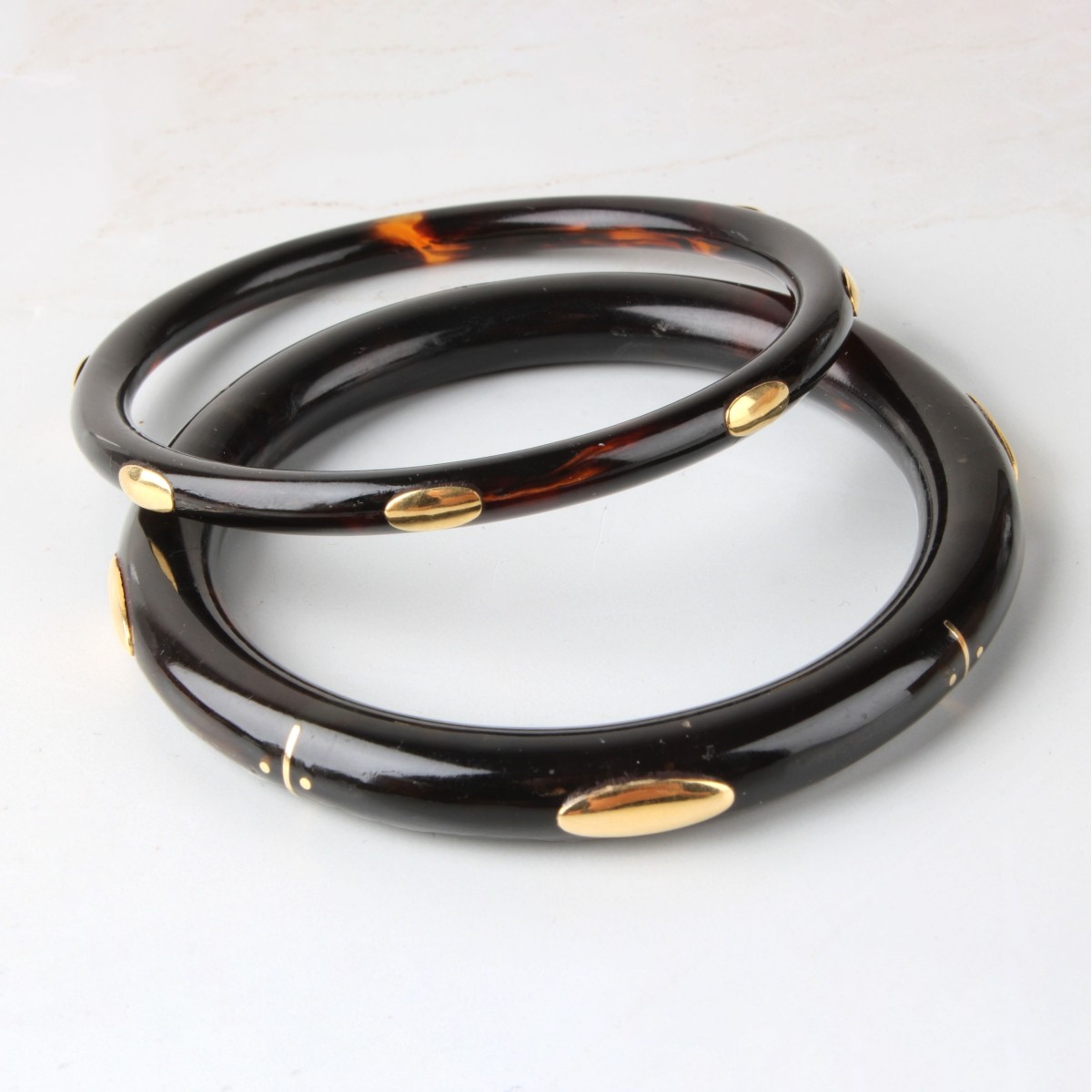 Shell and 18K Bangle Bracelets