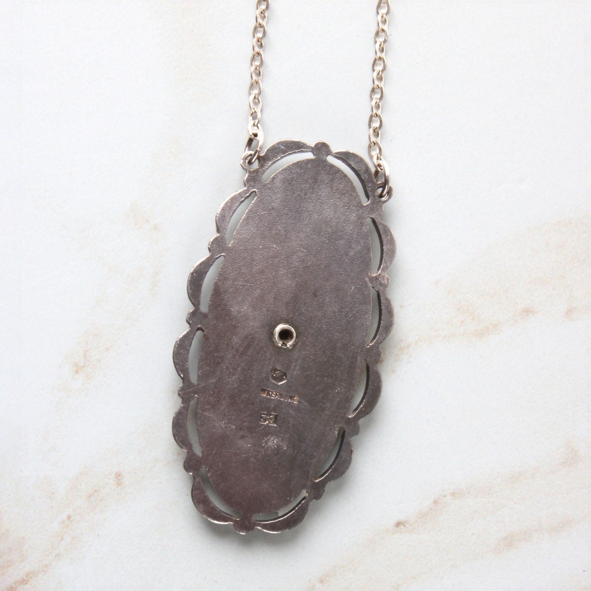 Shell and Sterling Pendant Necklace