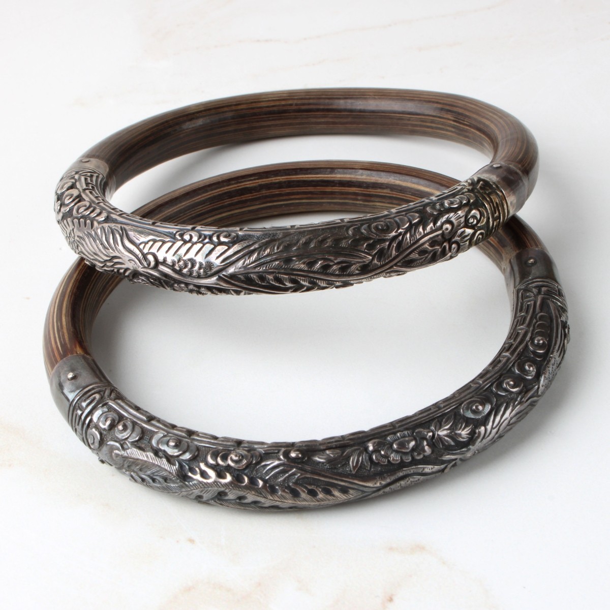 Chinese Silver and Bamboo Bracelets