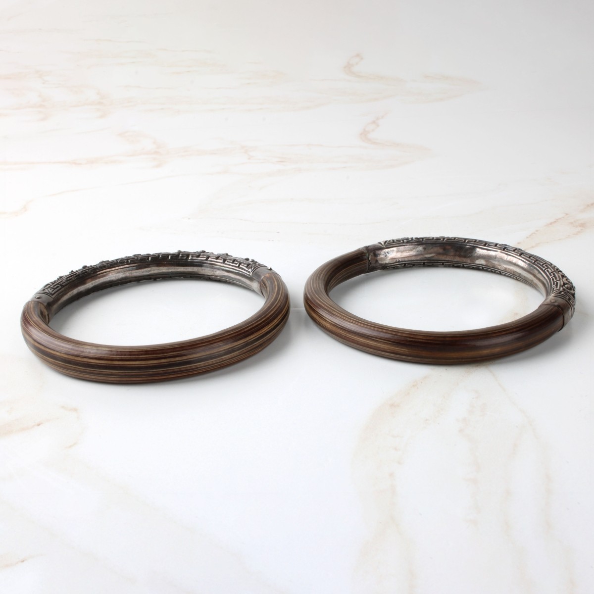 Chinese Silver and Bamboo Bracelets