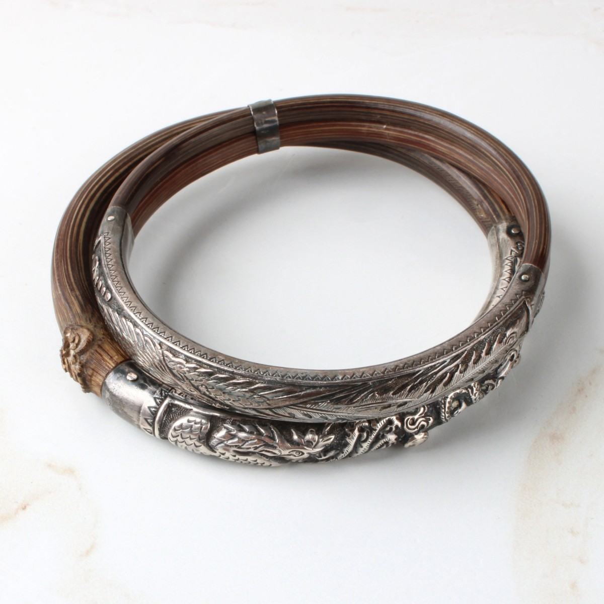 Chinese Silver and Bamboo Bracelets
