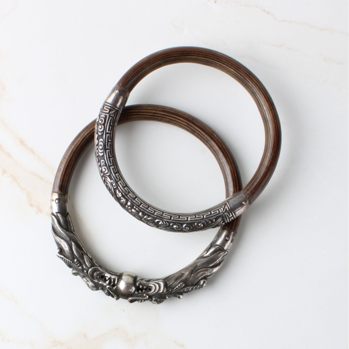 Chinese Silver and Bamboo Bracelets