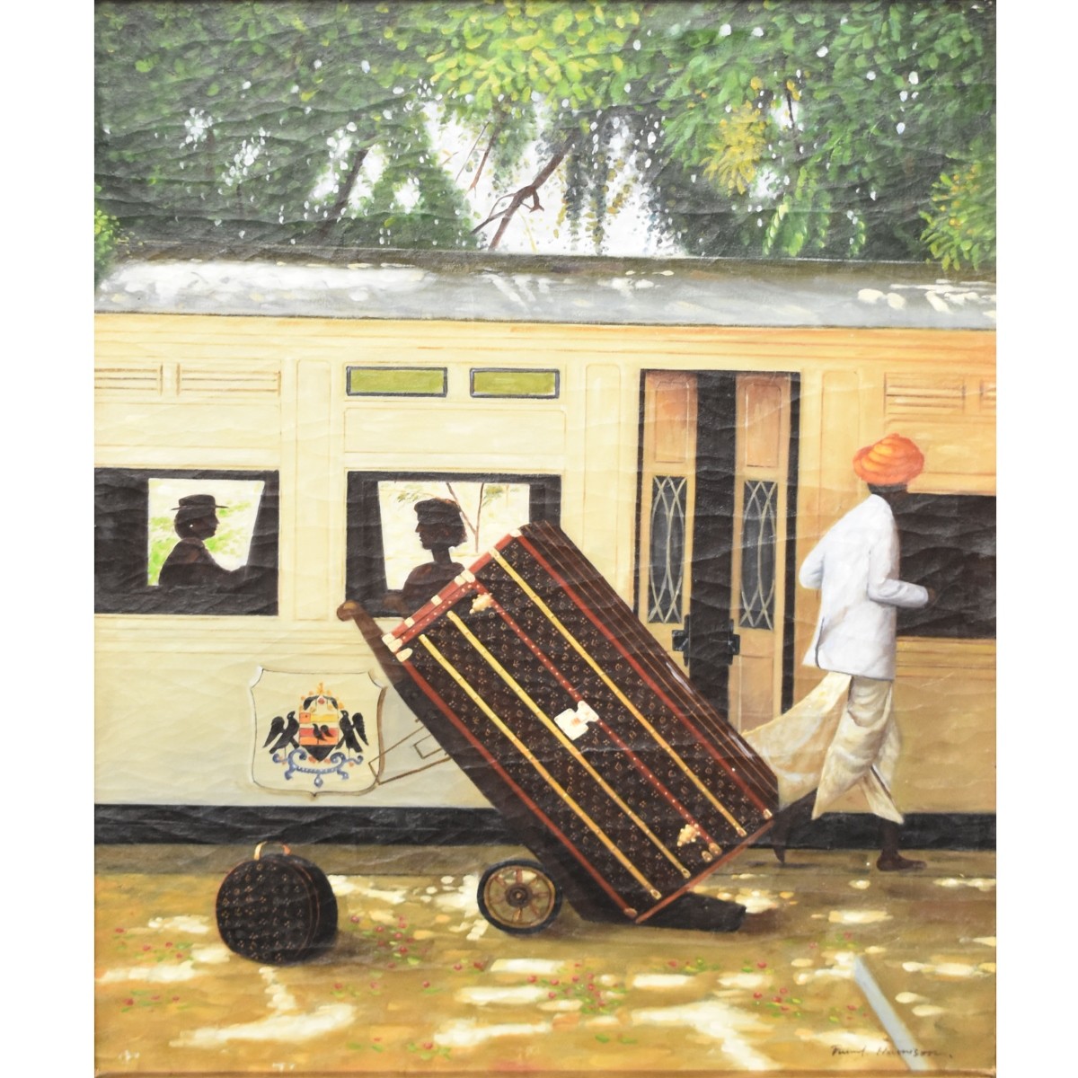 Oil on Canvas of a Train Scene