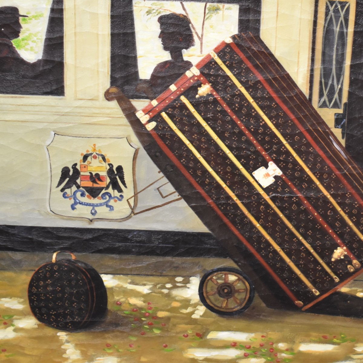 Oil on Canvas of a Train Scene