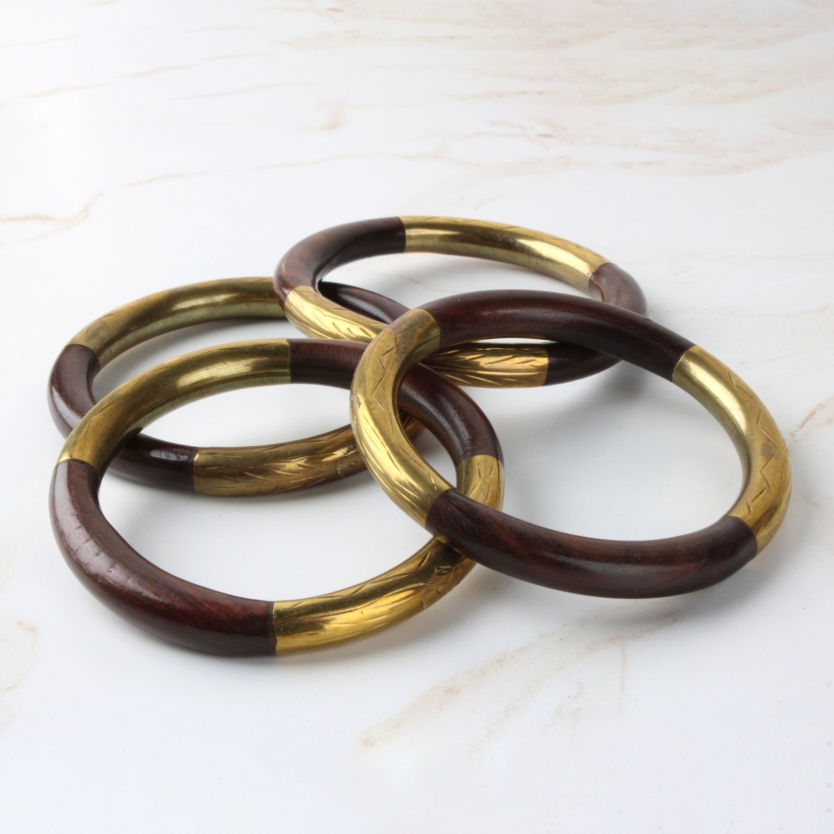 Deco Brass and Wood Bangles