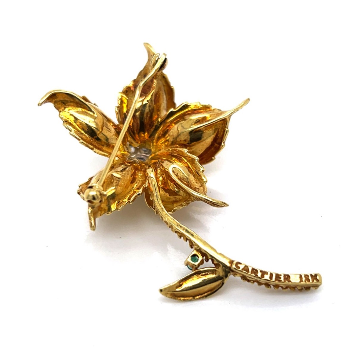 Cartier Diamond and 18K Flower Pin