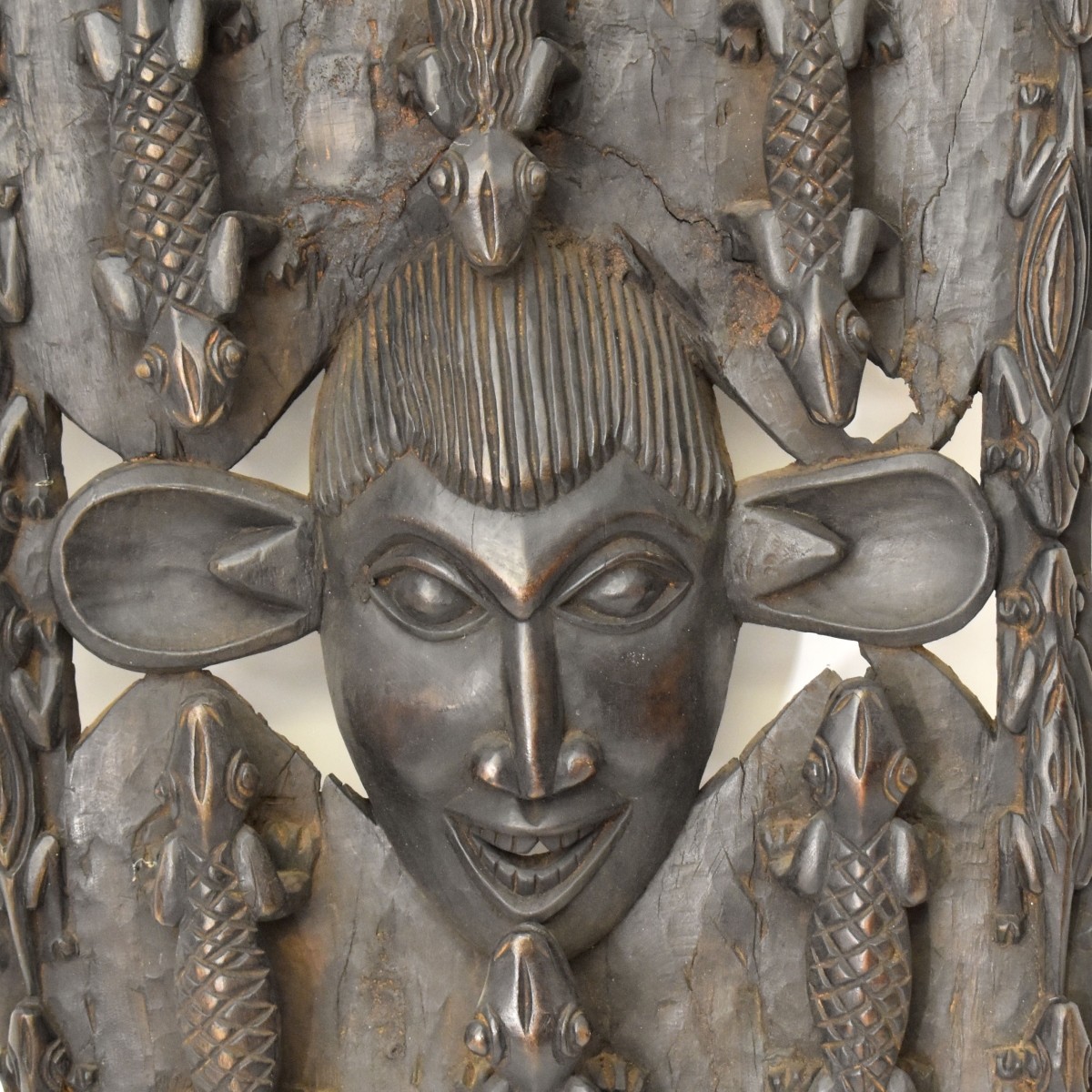Large African Tribal Hand Carved Wood Wall Art