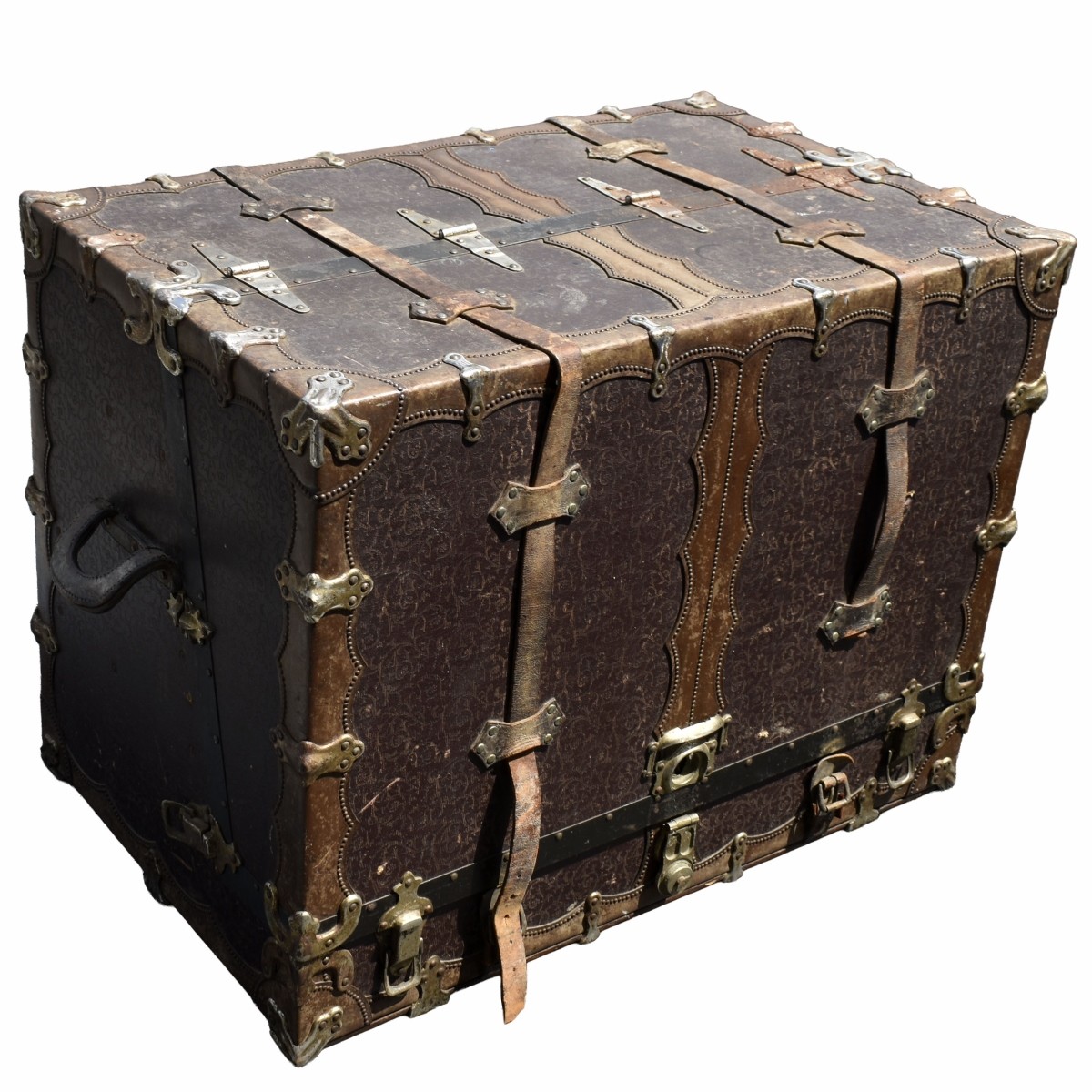 Antique Wood and Leather Steamer Trunk