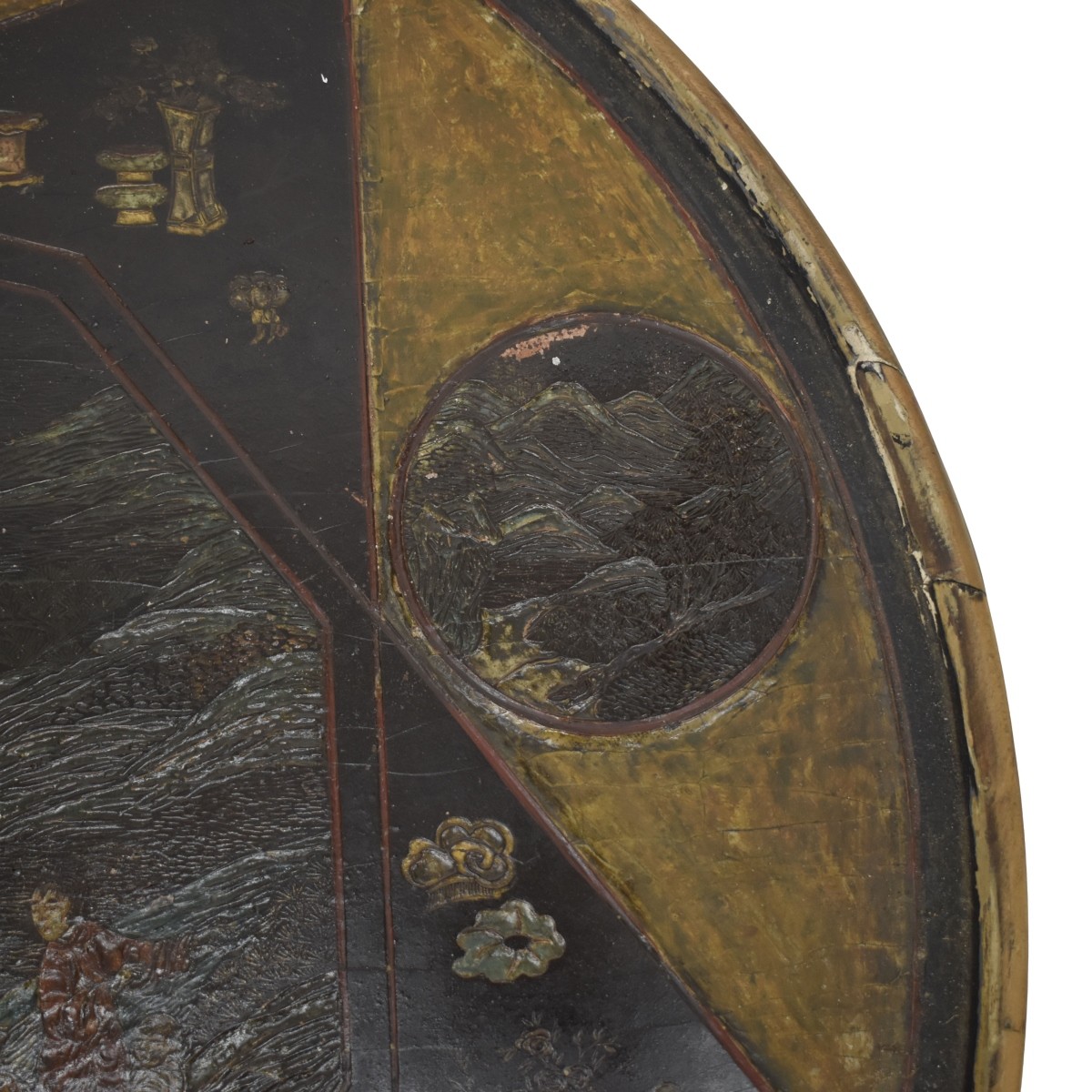 Vintage Painted Chinese Round Wood Table