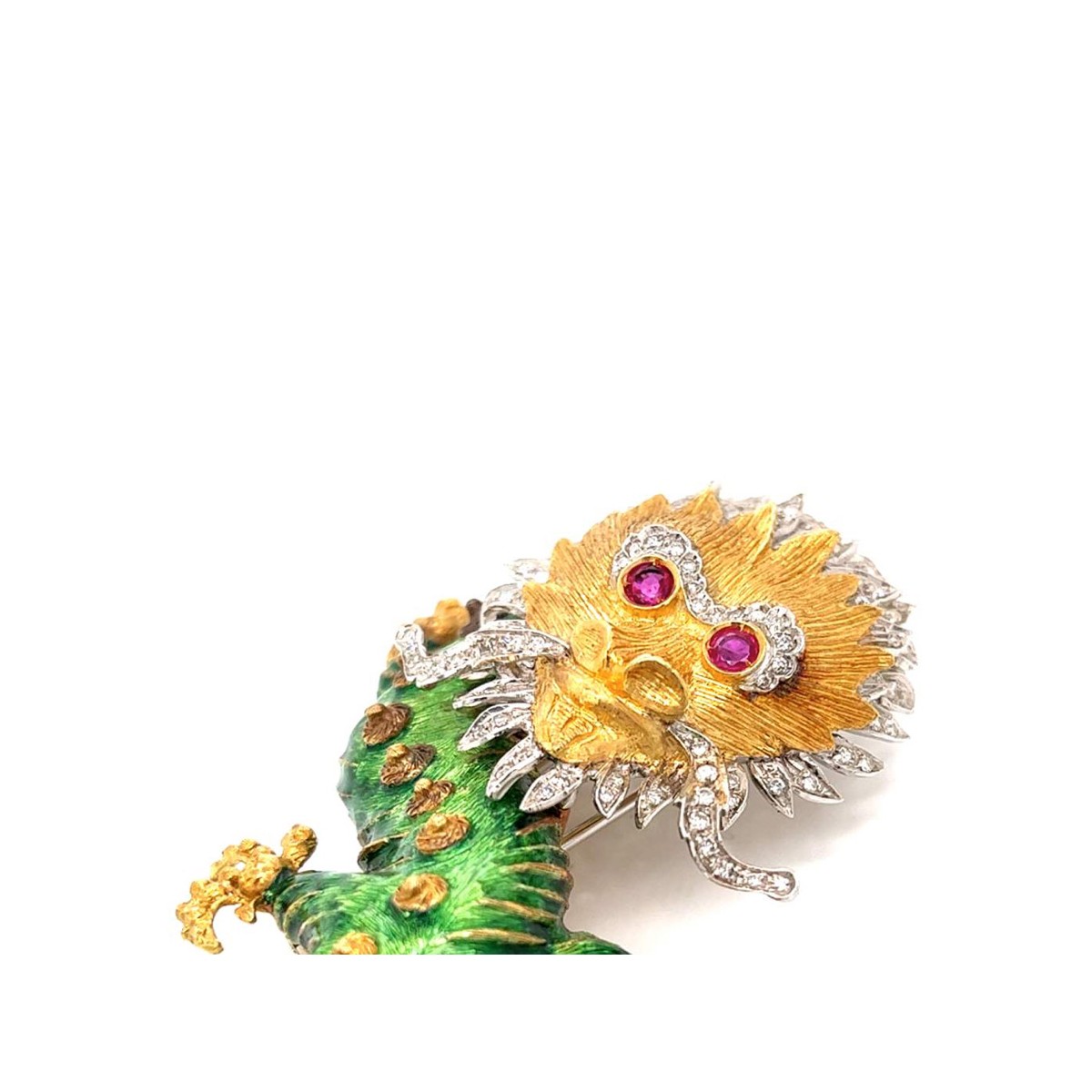Gemstone and 18K Dragon Brooch