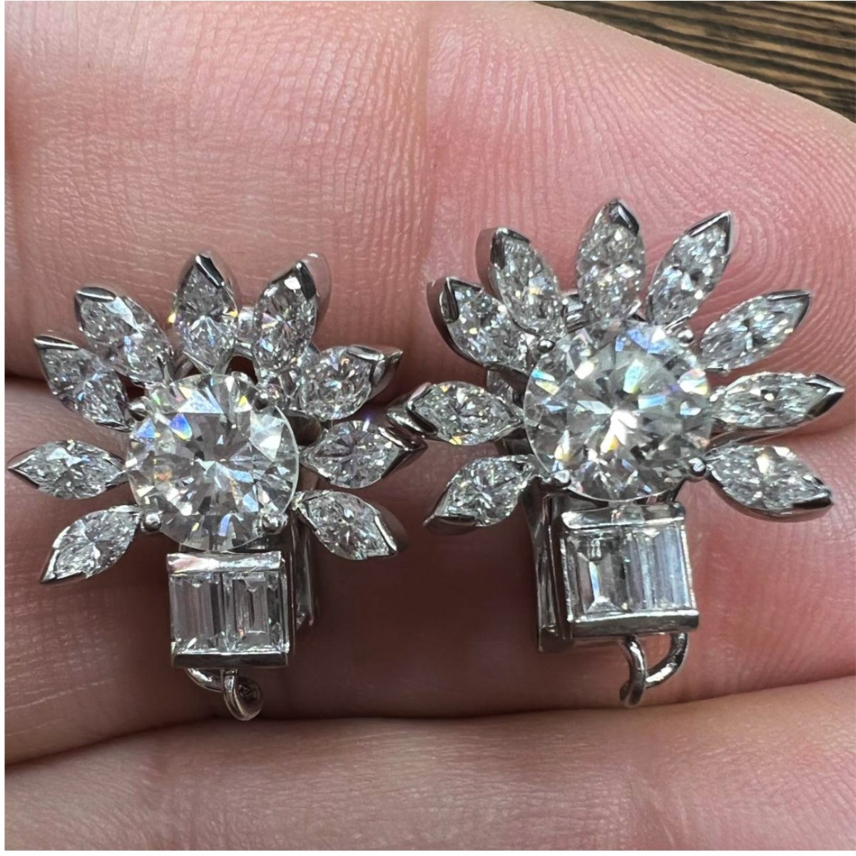 Diamond and Platinum Earrings