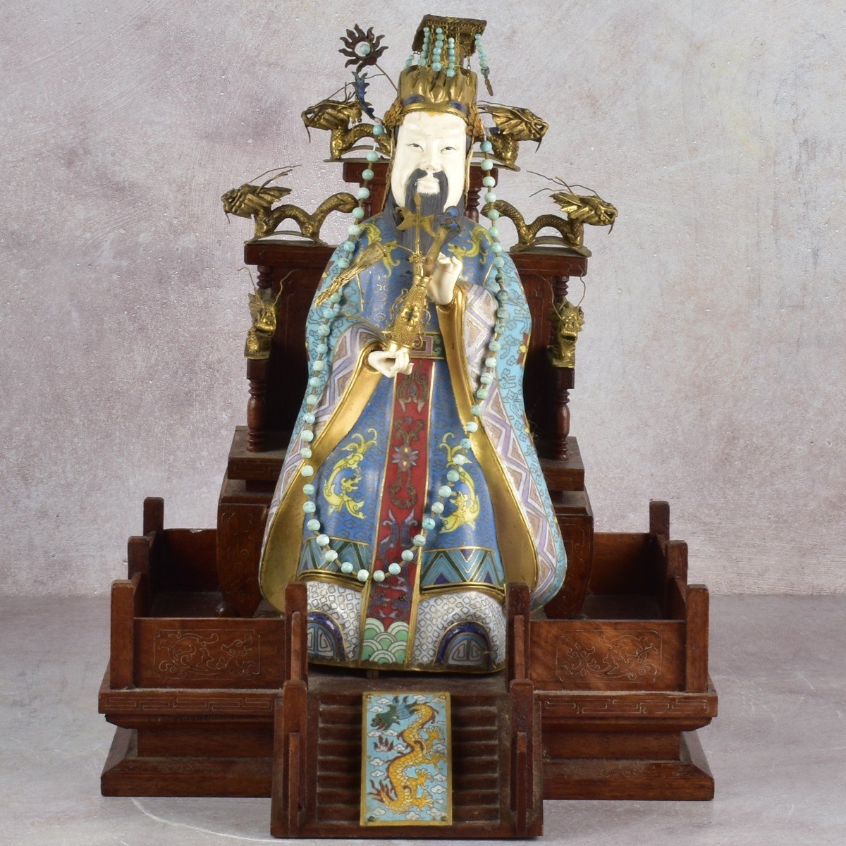 Chinese Carved Cloisonne Emperor