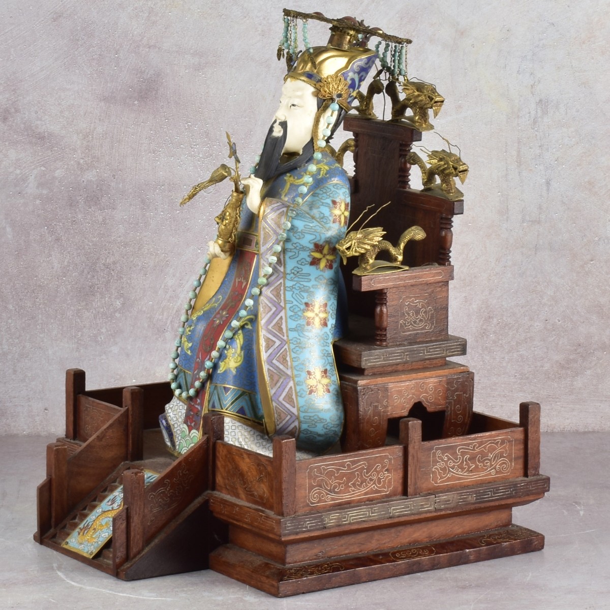 Chinese Carved Cloisonne Emperor