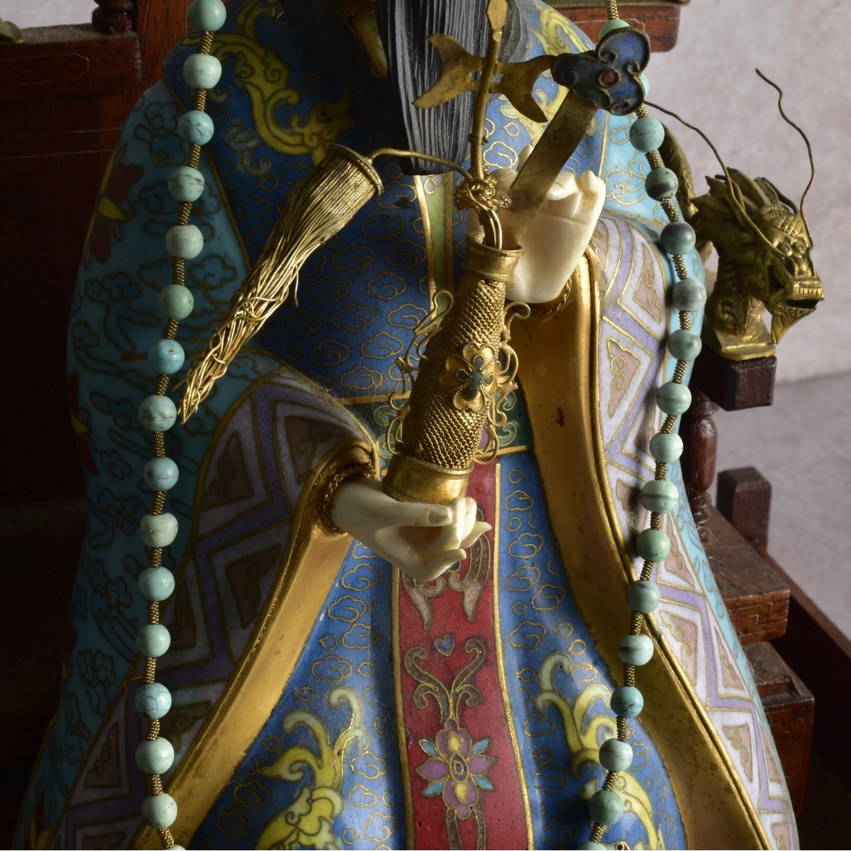 Chinese Carved Cloisonne Emperor