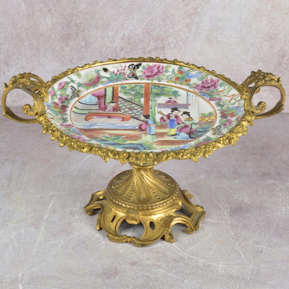 Antique Chinese Rose Medallion Tazza