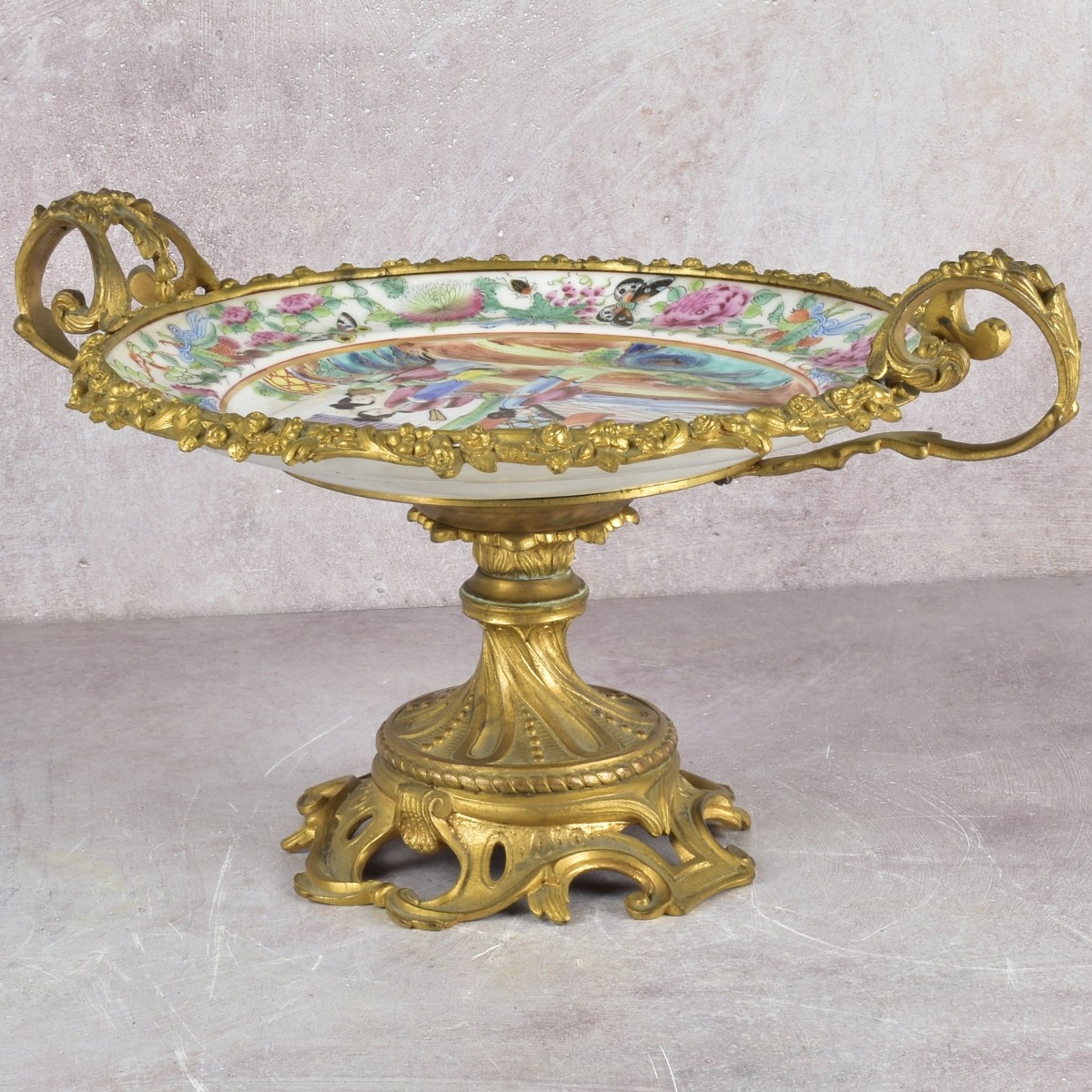 Antique Chinese Rose Medallion Tazza