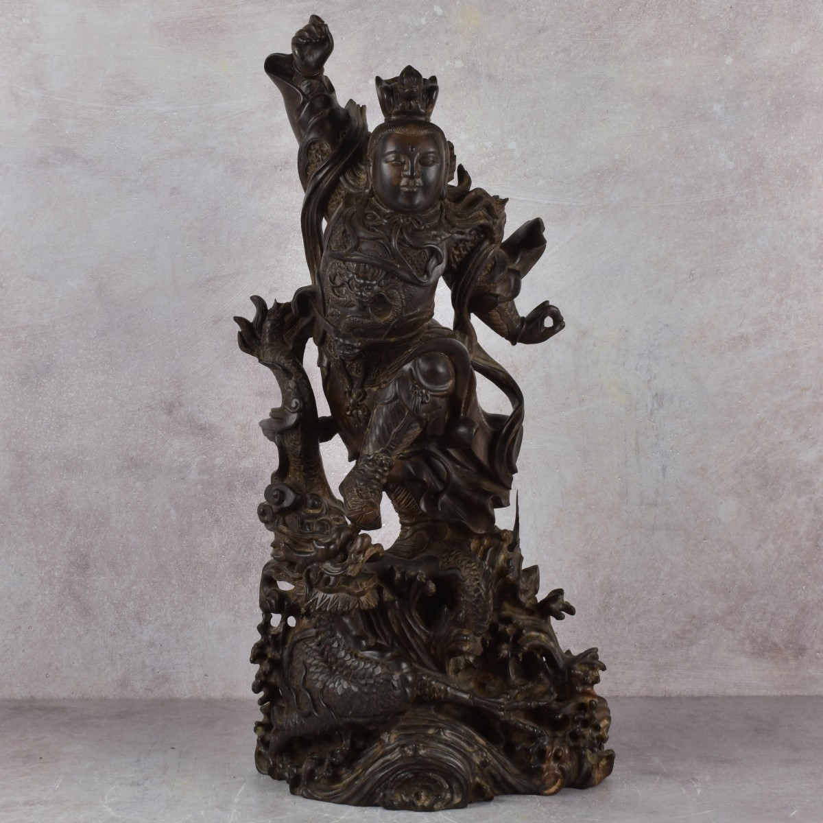 Chinese Wood Sculpture of a Warrior