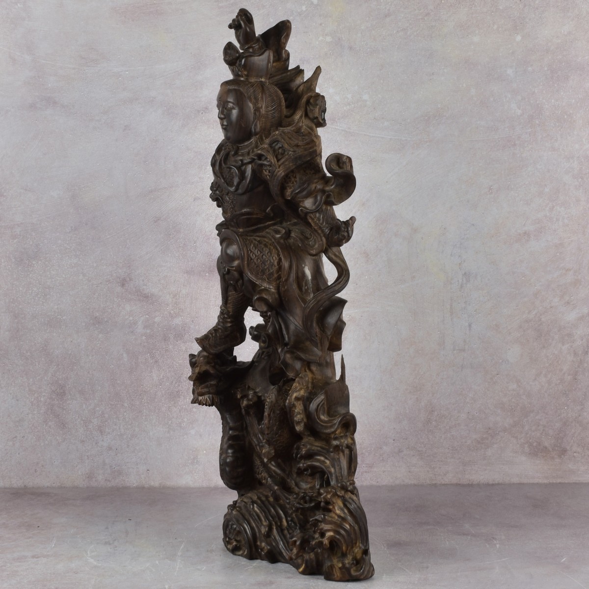 Chinese Wood Sculpture of a Warrior