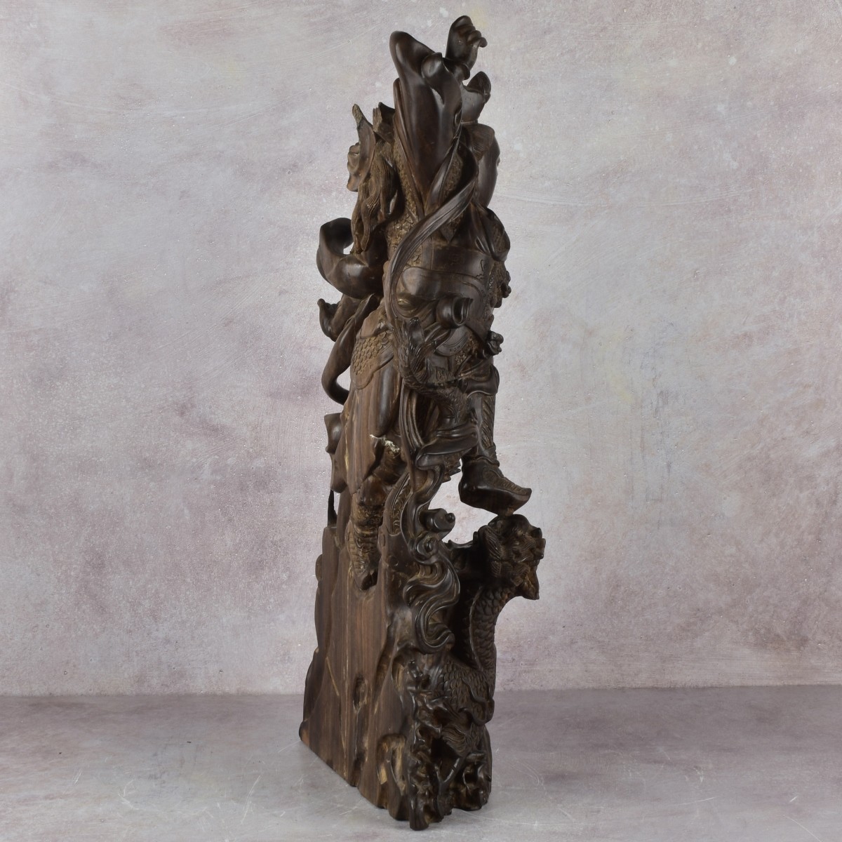 Chinese Wood Sculpture of a Warrior