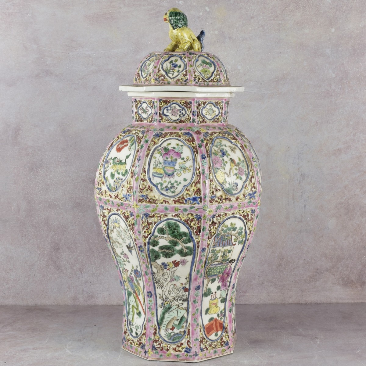 Chinese Rose Medallion Temple Jar