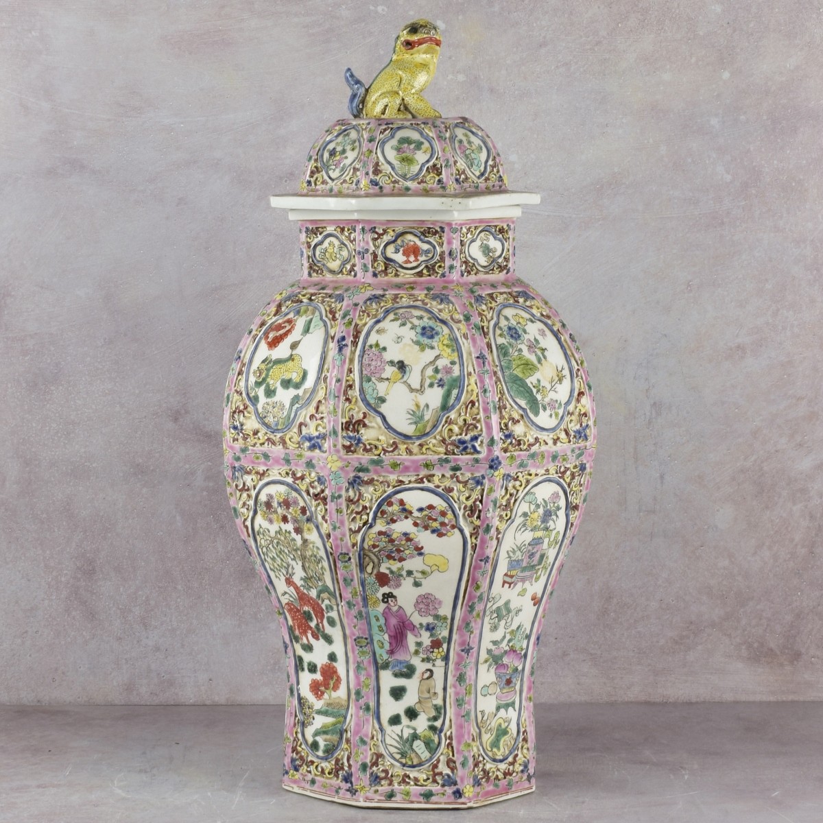 Chinese Rose Medallion Temple Jar