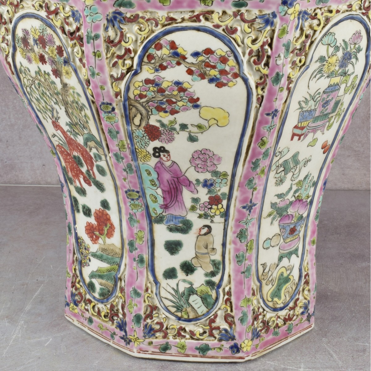 Chinese Rose Medallion Temple Jar