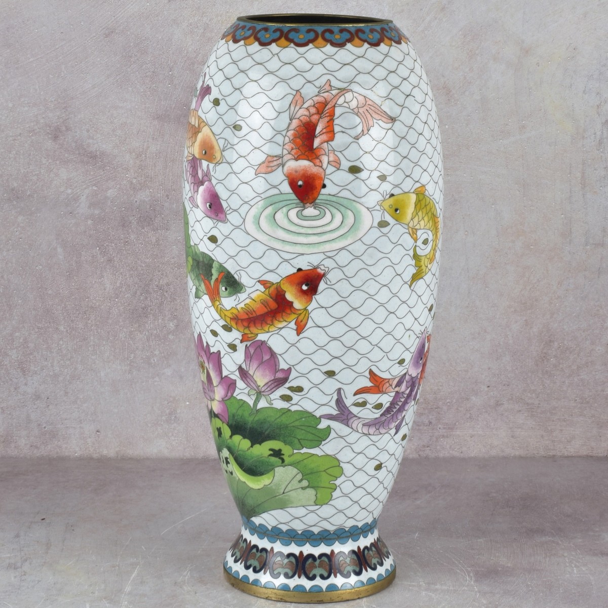 Chinese Cloisonne Koi Vase